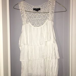 White ruffled tank top